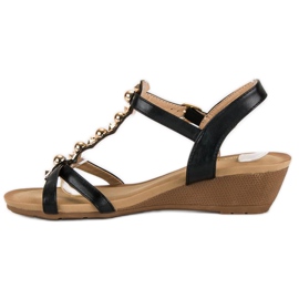 Černé sandály na klínku černý 2