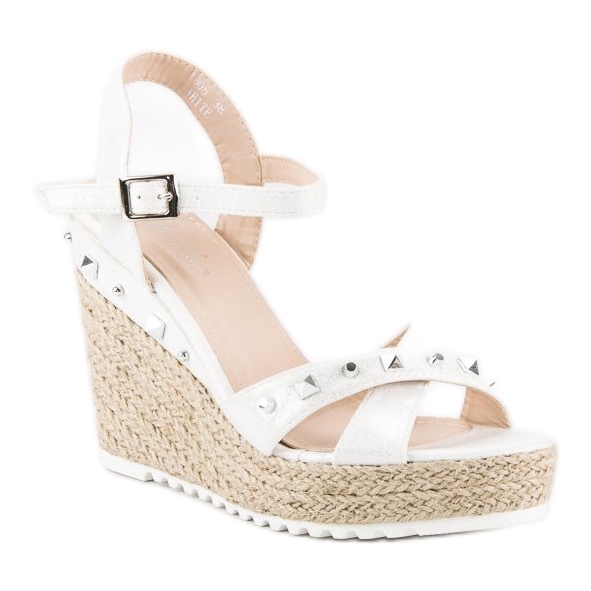 Bello Star Klínové espadrilky s kamínky bílý 1 Bello Star Klínové espadrilky s kamínky bílý 1