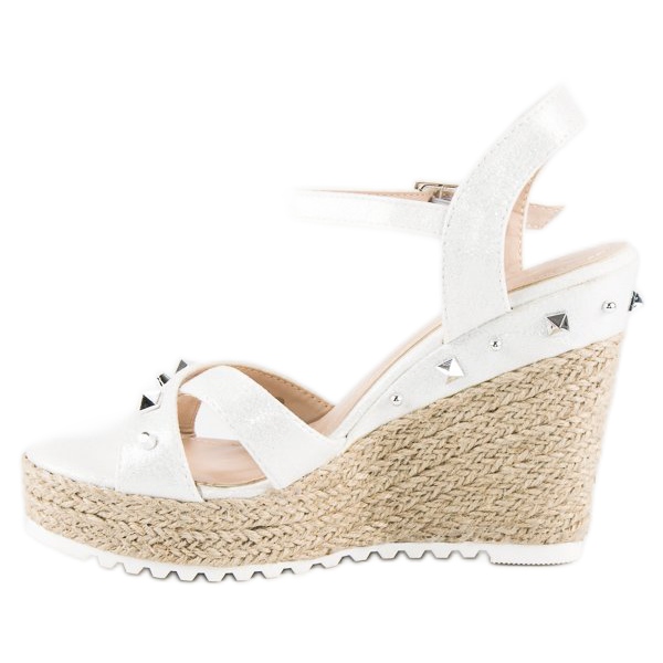 Bello Star Klínové espadrilky s kamínky bílý 2 Bello Star Klínové espadrilky s kamínky bílý 2