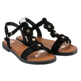 L. Lux. Shoes Semišové ploché sandály černý 1