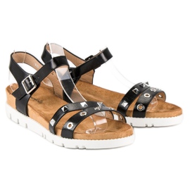 Forever Folie Černé sandály s kamínky černá 2