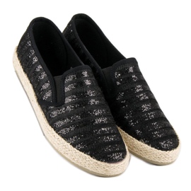 McKey Módní pruhované espadrilky černá 4