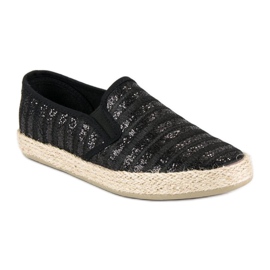 McKey Módní pruhované espadrilky černá 1