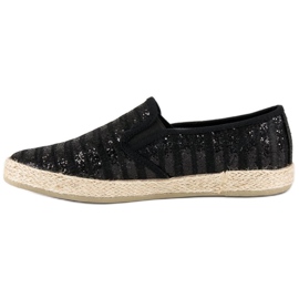 McKey Módní pruhované espadrilky černá 2