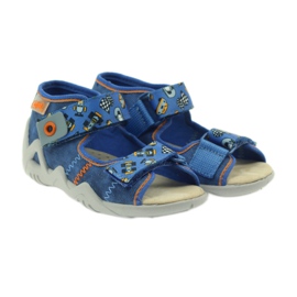 Sandály Befado 250p kožená vložka modrý oranžový 4