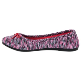 McKey Textilní žebrovaná balerína šedá růžový 1