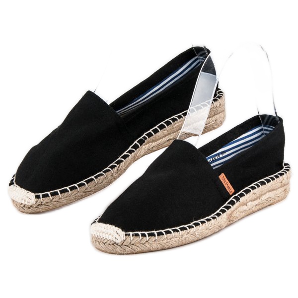 McKey Pohodlné černé espadrilky černá 2 McKey Pohodlné černé espadrilky černá 2