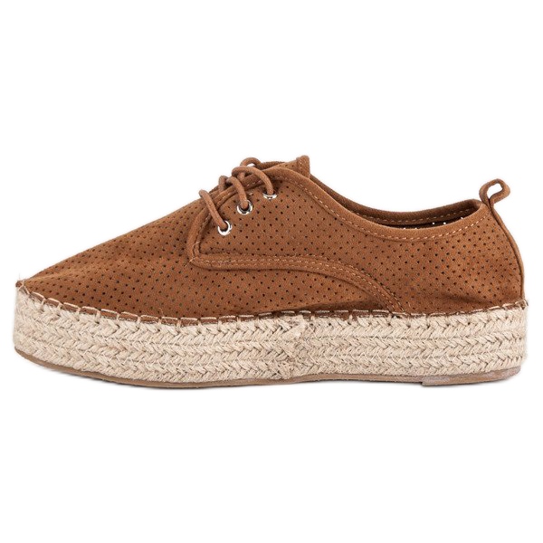 Seastar Prolamované espadrilky na platformě hnědý 1