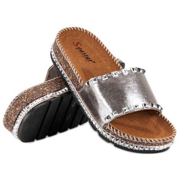 Seastar Stylové dámské pantofle šedá 2 Seastar Stylové dámské pantofle šedá 2