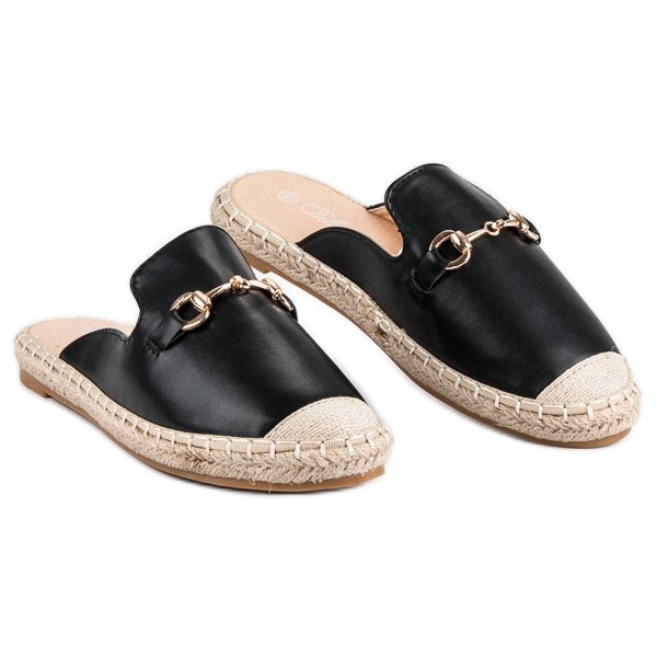 Černé žabky espadrilky černá 1