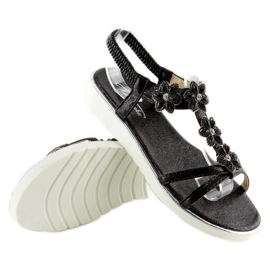 Pohodlné sandály s květinami černá 127-58 Černá 2