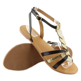 Dámské sandály zlaté lesklé černé 758 černé černá 1