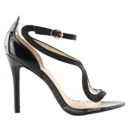 Černé sandály na vysokém podpatku 1443 black černá 2