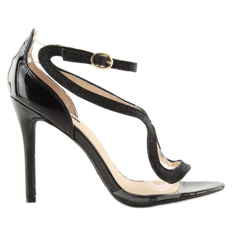 Černé sandály na vysokém podpatku 1443 black černá 2