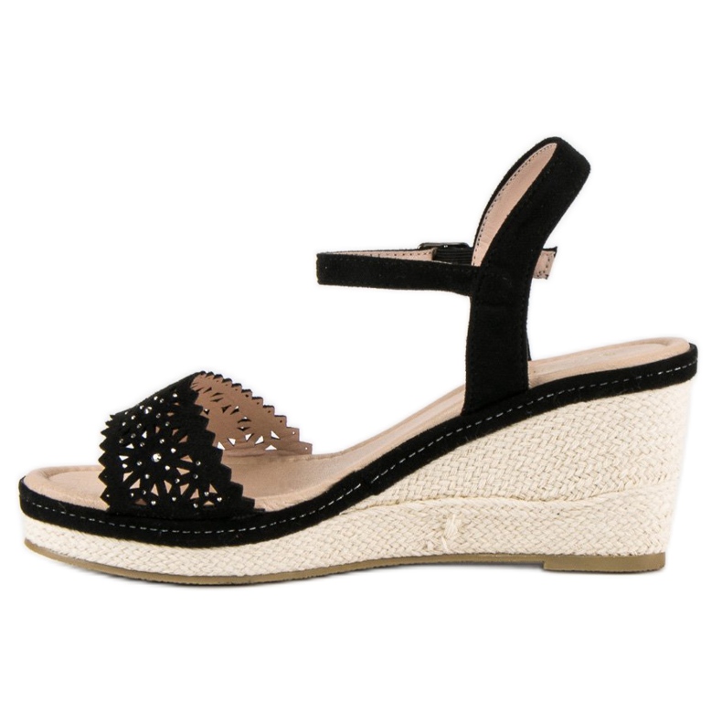 Ideal Shoes Černé espadrilky na klínech černý 1