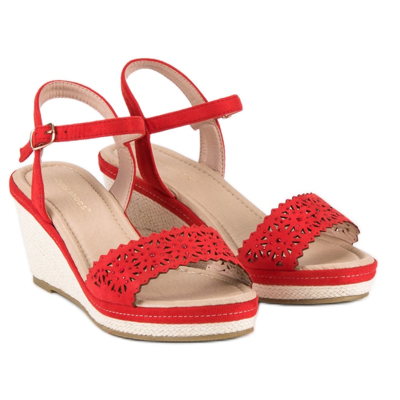Ideal Shoes Červené Espadrilky Na Klínu červený 1