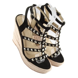 Černé espadrilky na klínech 3811-17 Černé černý 2