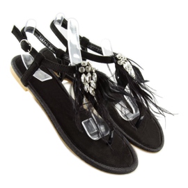 Černé sandály s peřím 7267 Black černý 2