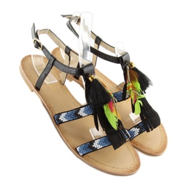 Černé sandály ve stylu Boho LQ-2662 černé černá 1 Černé sandály ve stylu Boho LQ-2662 černé černá 1