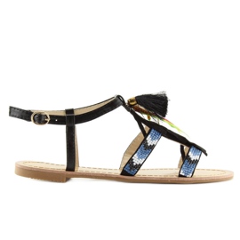 Černé sandály ve stylu Boho LQ-2662 černé černý 2