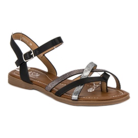 Small Swan Klasické černé sandály černý šedá 1