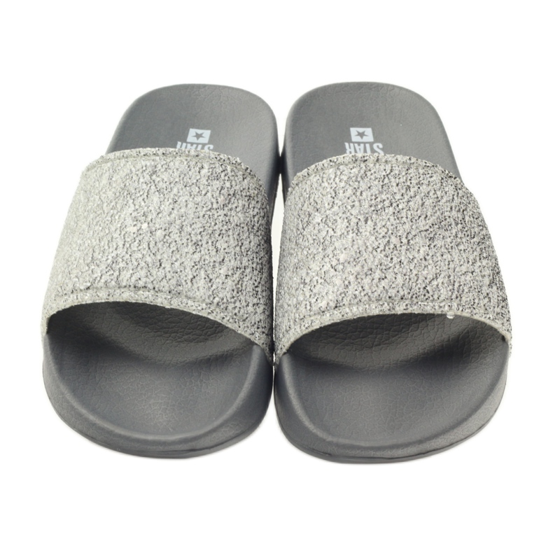 Profilové pantofle Big Star třpytky šedá 3