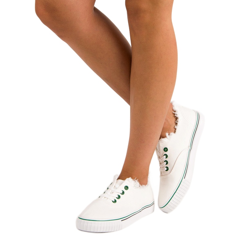 L&H Módní vázané tenisky bílý 2