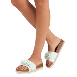 Mátové pantofle s mašlí zelený 2