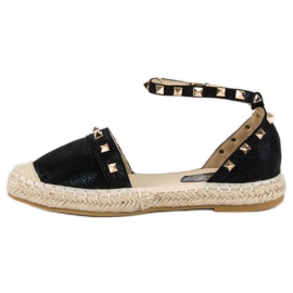 Fama Černé sandály Espadrilles černá 1 Fama Černé sandály Espadrilles černá 1