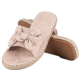 Semišové espadrilky žabky hnědý 2