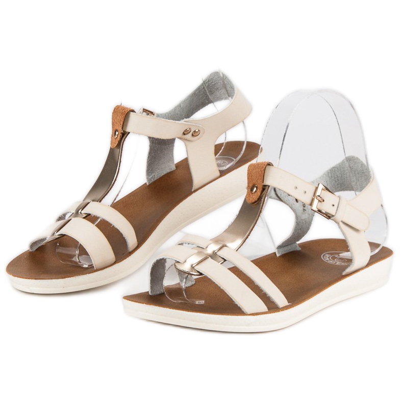 Sandály se zapínáním na přezku hnědý žlutá 2