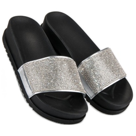 Stylové stříbrné pantofle šedá 1 Stylové stříbrné pantofle šedá 1