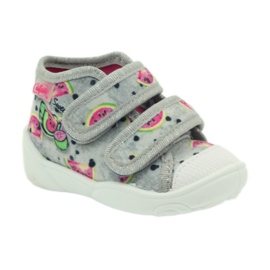 Tenisky pantofle z Befado šedých vodních melounů šedá zelená růžový 1