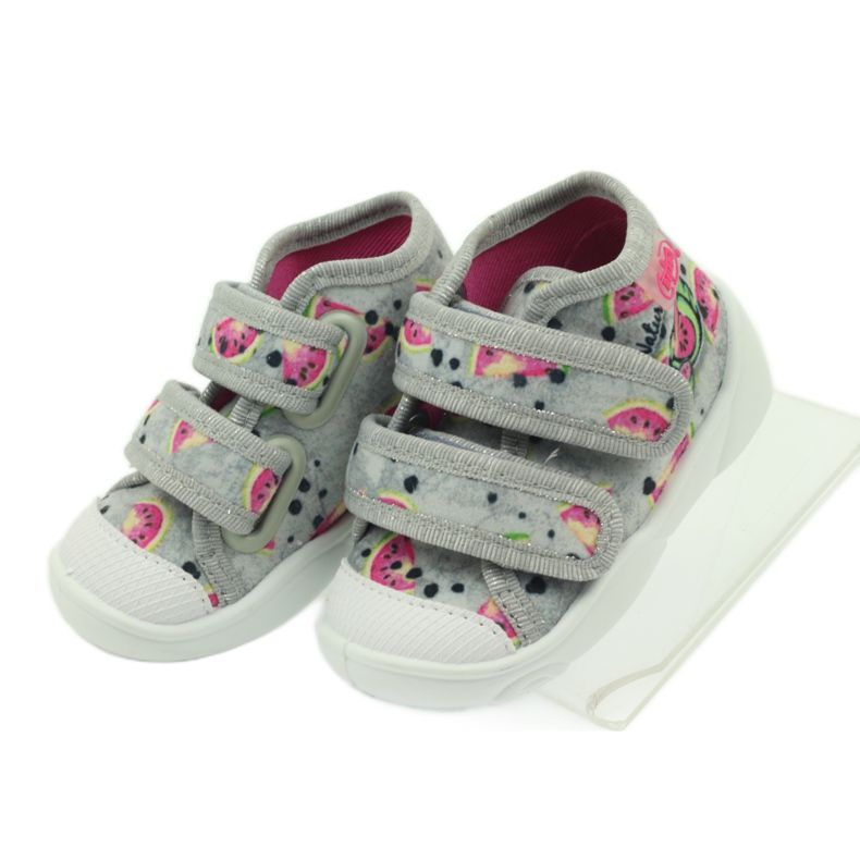 Tenisky pantofle z Befado šedých vodních melounů šedá zelená růžový 4