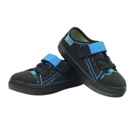 Black Befado 429x007 černé tenisky pantofle černá modrý 3