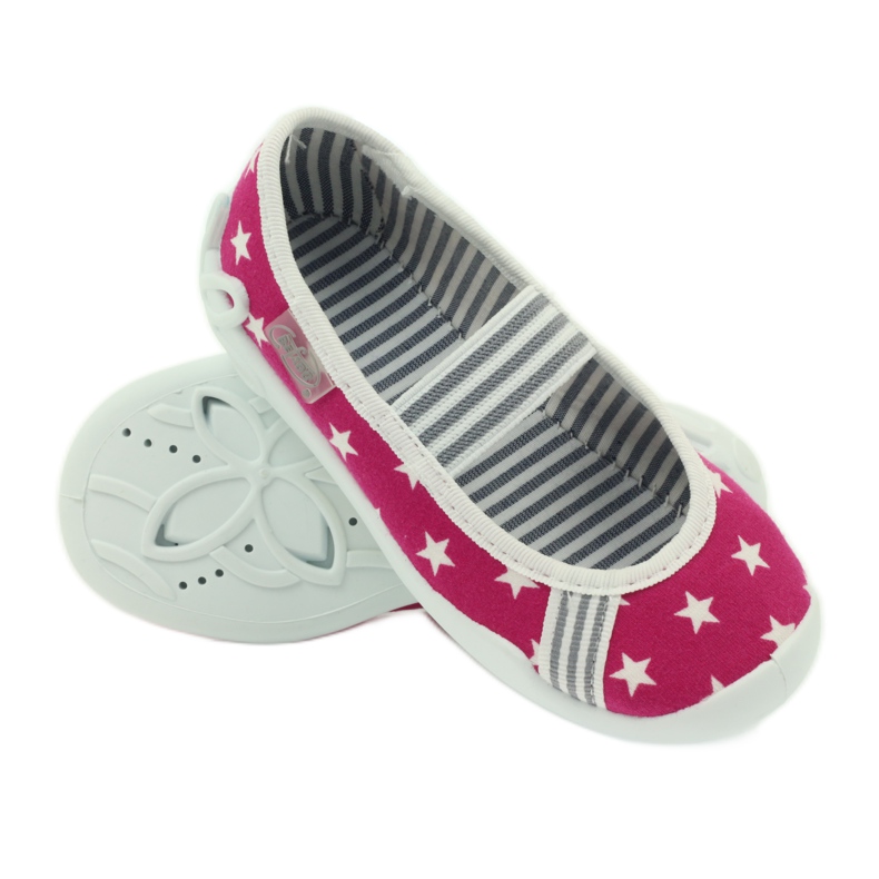 Befado dětské boty baleríny pantofle 193x063 bílý růžový 3