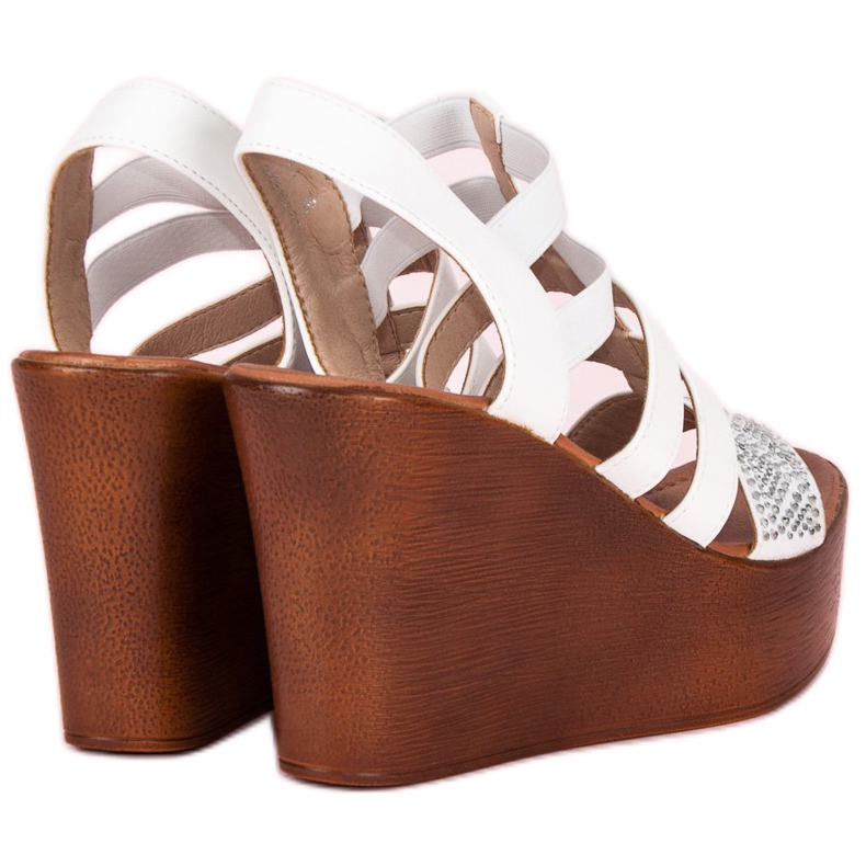 Renda Lehké sandály na klínku bílý 1