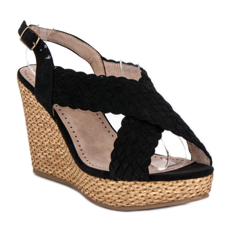 Corina Ležérní sandály na klínku černá 1 Corina Ležérní sandály na klínku černá 1