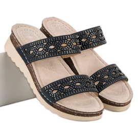 Prolamované pantofle VINCEZA modrý 1