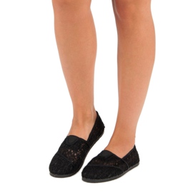 Černé krajkové balerínky černý 1