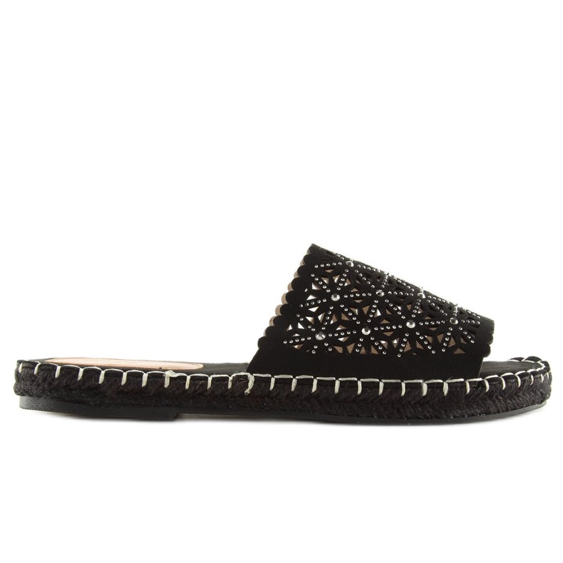 Černé prolamované pantofle J101 Black černý 1