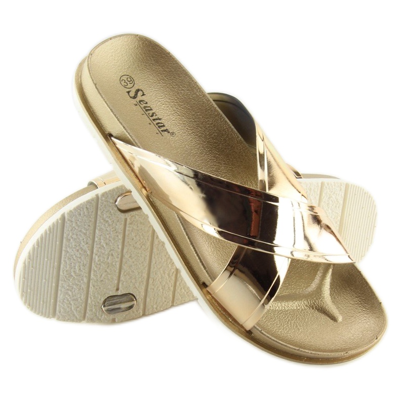 Zlaté pantofle zrcadlového vzhledu CK46P zlaté zlatý 2