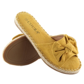 Žluté pantofle 8758 žluté s mašlí žlutá 2