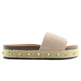 LS51 karafiátové béžové espadrilky pantofle béžový 1