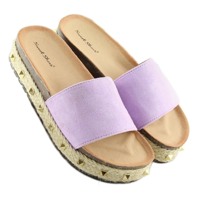 Fialové espadrilky LS51 L. FIALOVÉ pantofle fialová 2