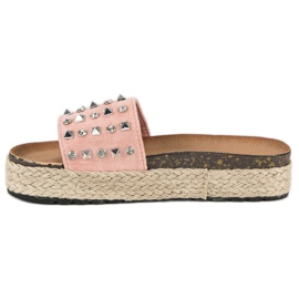 L. Lux. Shoes Espadrilky žabky s cvočky růžový 1