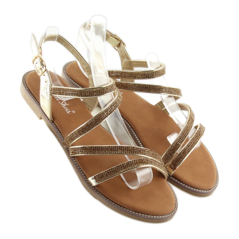 Sandály se zlatými kubickými zirkony K952 zlato 2