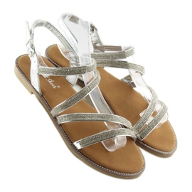 Stříbrné sandály s kubickou zirkony K952 stříbro šedá 2