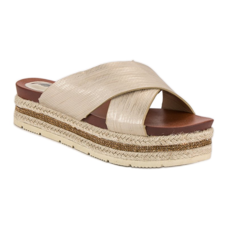 Zlaté žabky espadrilky zlatý 1