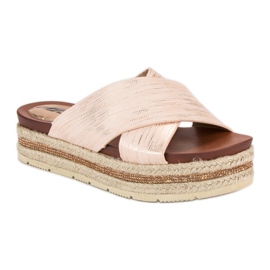 Espadrilky práškové pantofle růžový 1